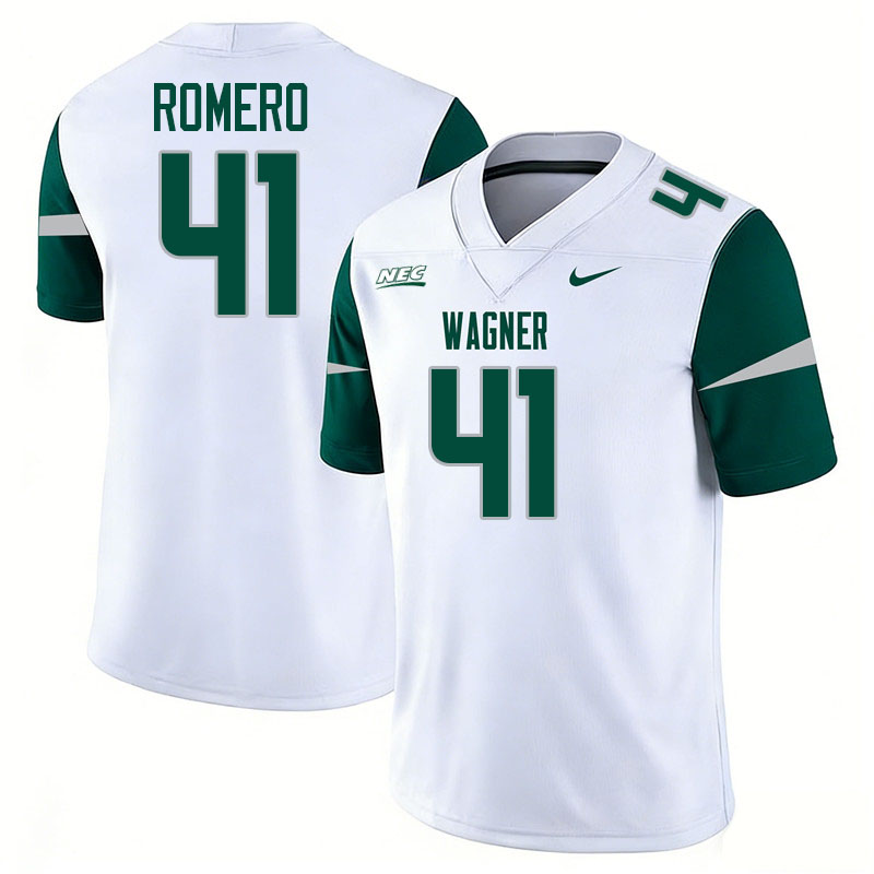 Wagner Seahawks #41 Nicholas Romero College Football Jerseys,Uniforms Stitched-White